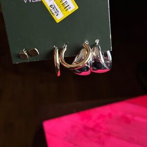 Wild Fable Gold and Silver Hoop Earrings Set